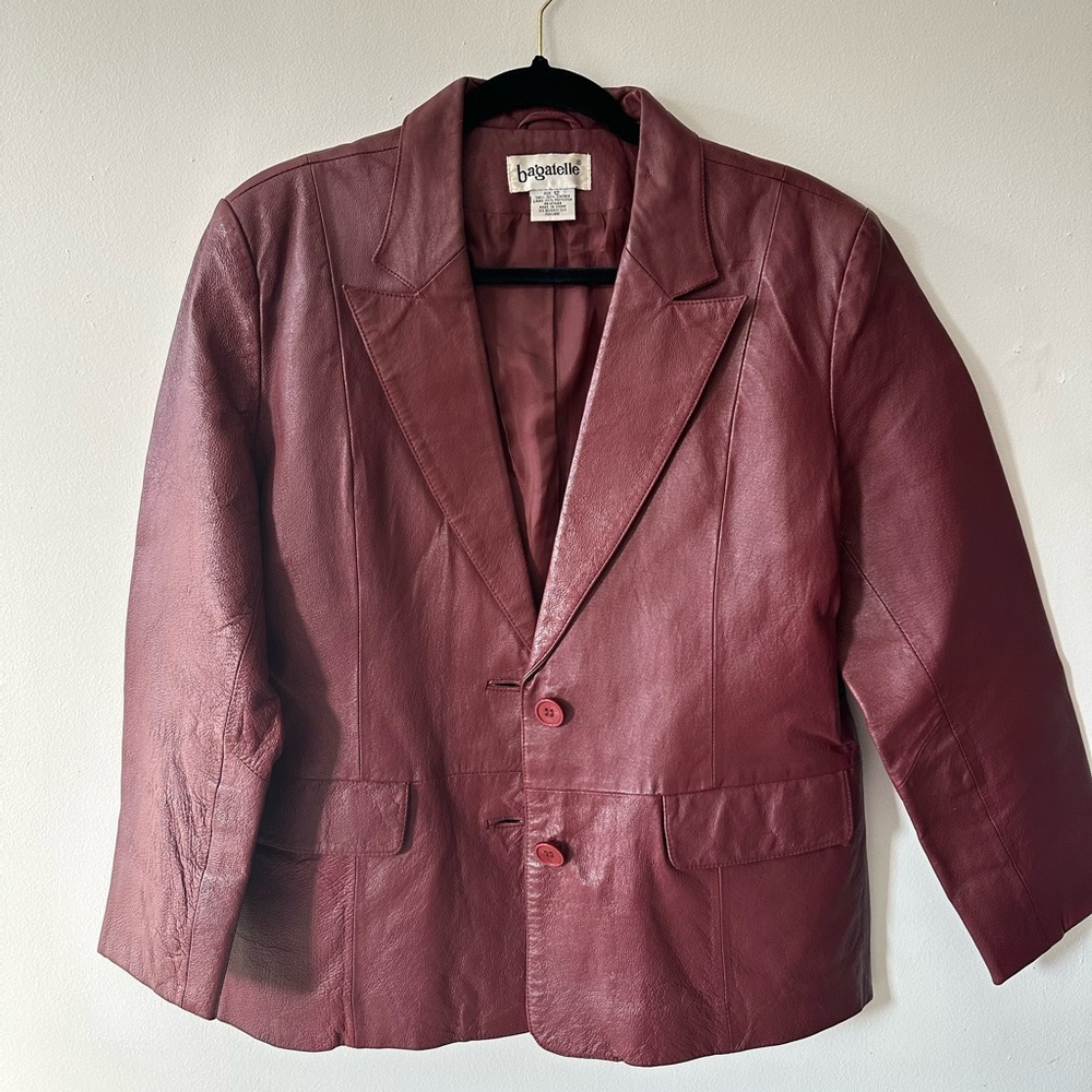 100% real leather burgundy jacket
